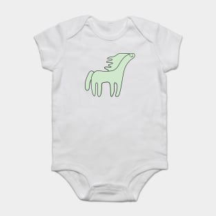 Cute Silly Simple Minimalist Pastel Green Horse Baby Bodysuit